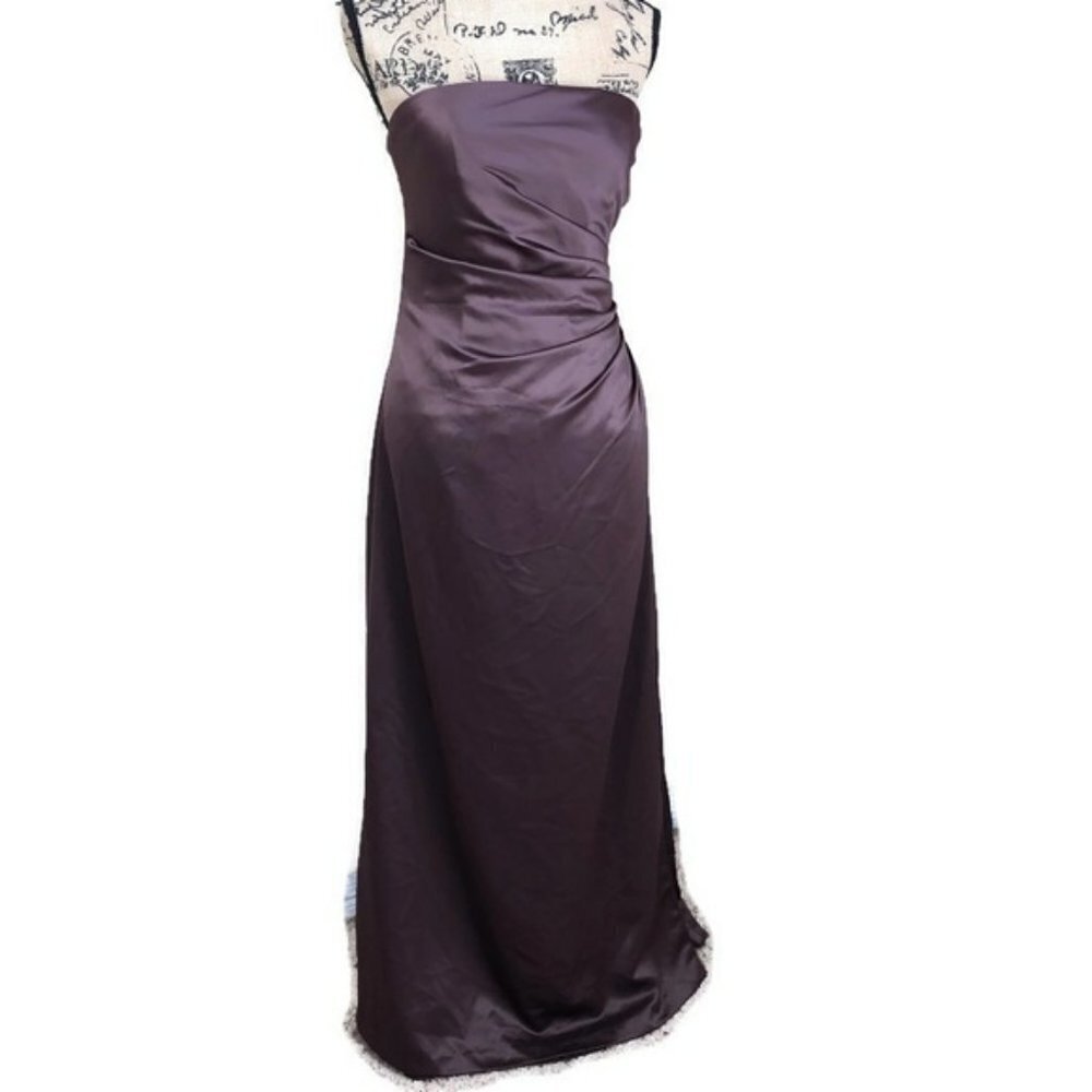 Bill Levkoff Cocoa Brown Strapless Gown Dress 10